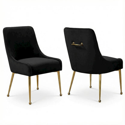 Gold Contemporary Dining Chairs Set of 2 with Velvet Upholstery and Sturdy Frame