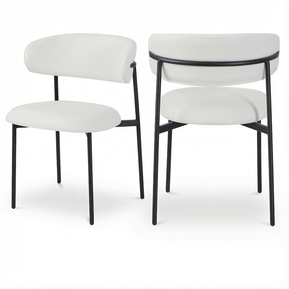 Matte Black Upholstered Dining Chairs Set of 2 with Vegan Leather Seats
