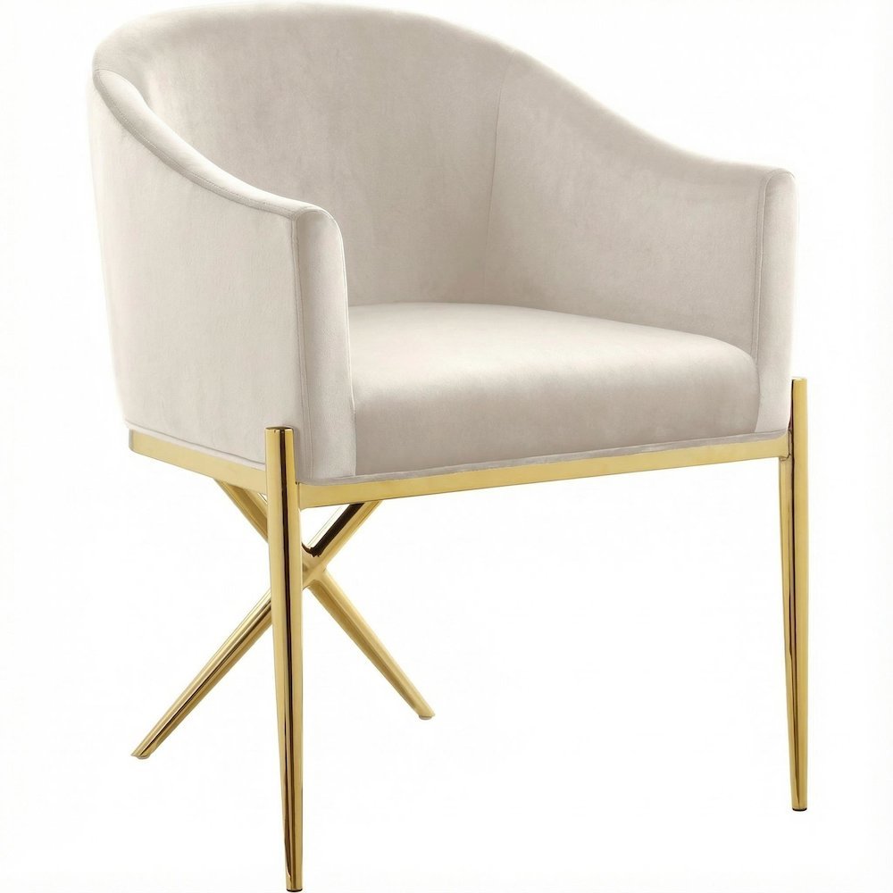 Gold Velvet Dining Chair with Armrest and Contemporary Design 1-Piece SKU