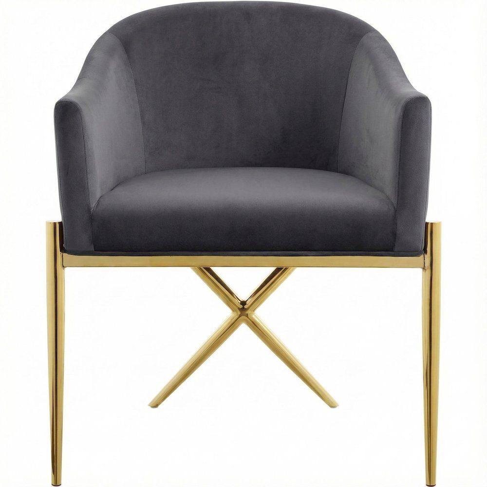 Gold Velvet Dining Chair with Armrests and Contemporary Design  SKU