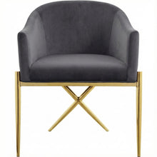 Gold Velvet Dining Chair with Armrests and Contemporary Design  SKU