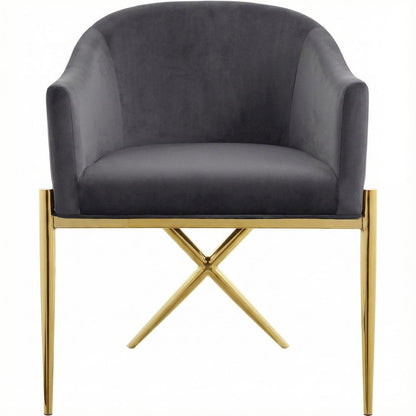 Gold Velvet Dining Chair with Armrests and Contemporary Design  SKU