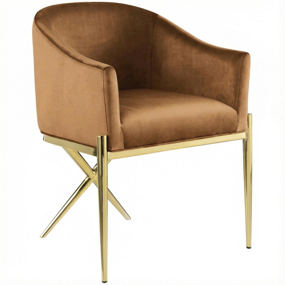 Gold Velvet Dining Chair with Armrests and Contemporary Design for Comfort