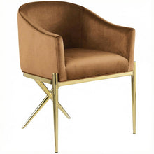 Gold Velvet Dining Chair with Armrests and Contemporary Design for Comfort