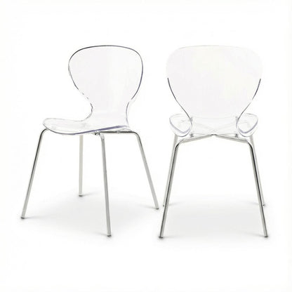 Chrome Metal Dining Chair Set of 2 with Contemporary Design and Durable Frame