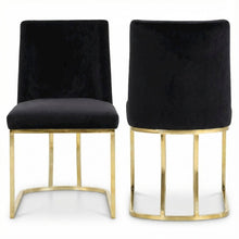 Gold Velvet Dining Chair Set of 2 with Cushioned Seat and Contemporary Design