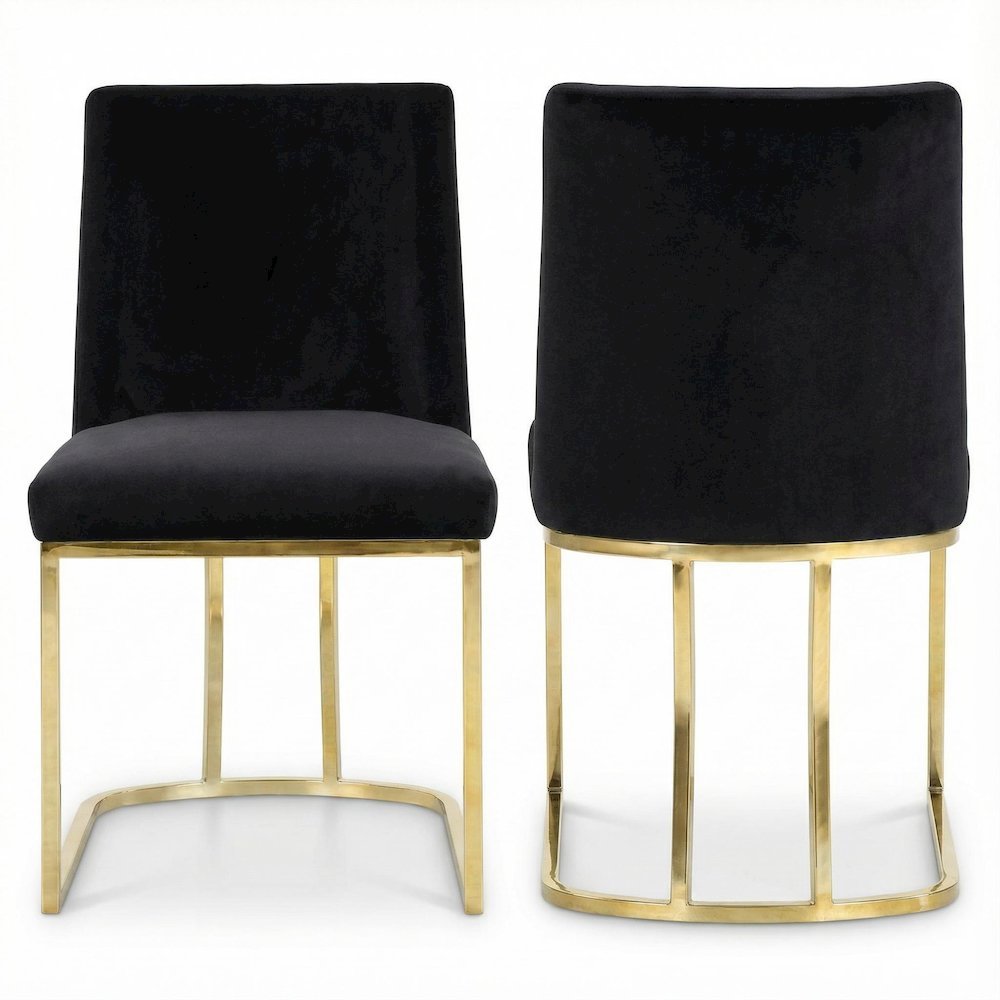 Gold Velvet Dining Chair Set of 2 with Cushioned Seat and Contemporary Design