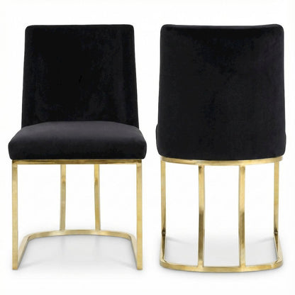Gold Velvet Dining Chair Set of 2 with Cushioned Seat and Contemporary Design