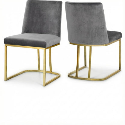 Gold Velvet Dining Chair Set of 2 with Contemporary Back Design