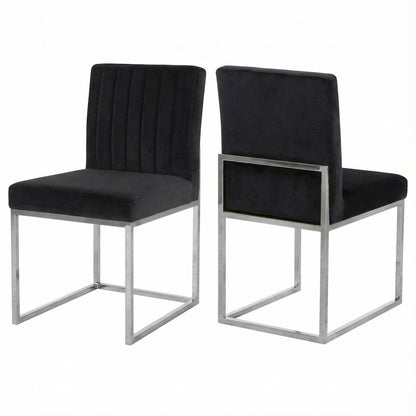 Chrome Velvet Dining Chairs Set of 2 with Contemporary Design and Durable Frame