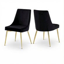 Gold Velvet Dining Chair Set of 2 with Contemporary Design and Cushioned Seats