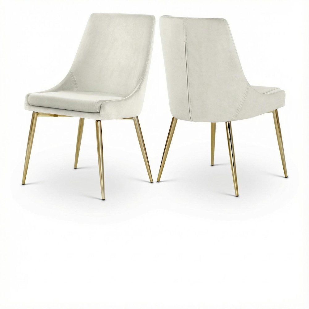 Gold Velvet 2-Piece Dining Chair Set with Contemporary Design and Cushioned Seat