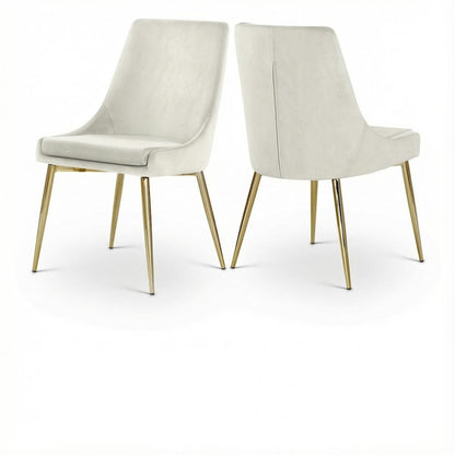 Gold Velvet 2-Piece Dining Chair Set with Contemporary Design and Cushioned Seat
