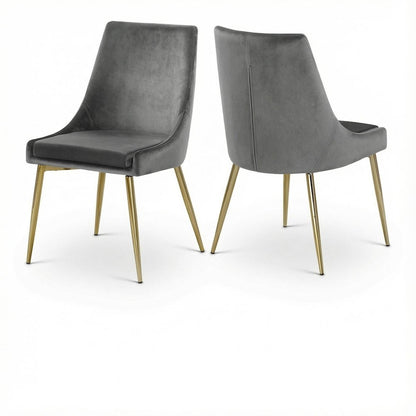 Gold Velvet 2-Piece Dining Chair Set with Cushioned Seat and Contemporary Design