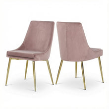 Gold Velvet 2-Piece Dining Chairs with Contemporary Design and Cushioned Seat