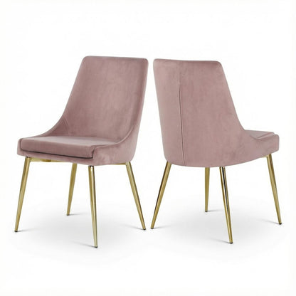 Gold Velvet 2-Piece Dining Chairs with Contemporary Design and Cushioned Seat