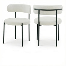 Matte Black Boucle Dining Chairs Set of 2 with Contemporary Backrest Design