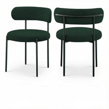 Matte Black Boucle Fabric Dining Chairs Set of 2 with Contemporary Design