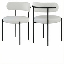 Matte Black Vegan Leather and Boucle Dining Chair Set of 2