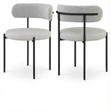 Matte Black Vegan Leather and Boucle Dining Chair Set of 2