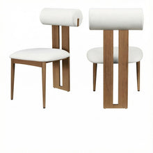 Walnut Vegan Leather Dining Chairs Set of 2 with Contemporary Design