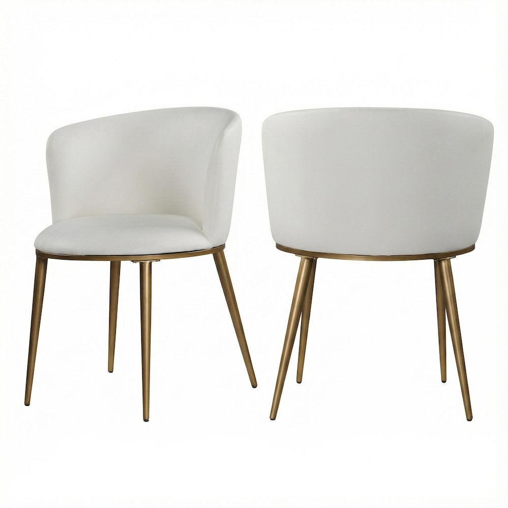 Brushed Gold Vegan Leather Dining Chairs Set of 2 with Contemporary Design