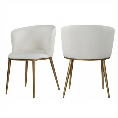 Brushed Gold Vegan Leather Dining Chairs Set of 2 with Contemporary Design
