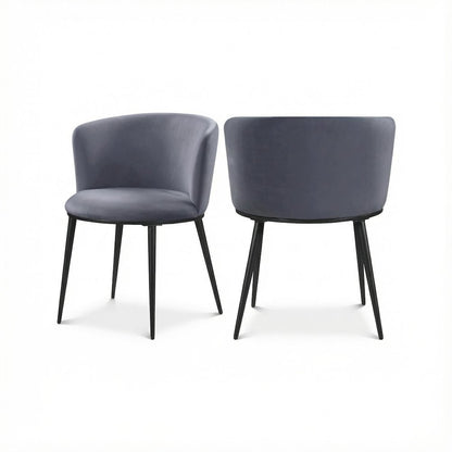 Matte Black Velvet Dining Chairs Set of 2 with Contemporary Design