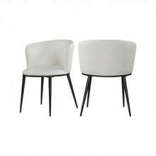 Matte Black Vegan Leather Dining Chairs Set of 2 with Contemporary Design