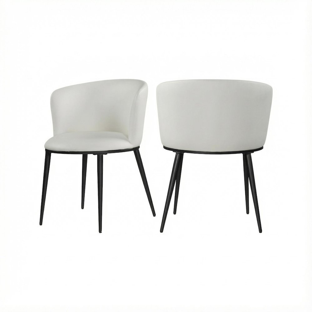 Matte Black Vegan Leather Dining Chairs Set of 2 with Contemporary Design
