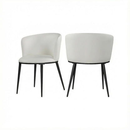 Matte Black Vegan Leather Dining Chairs Set of 2 with Contemporary Design