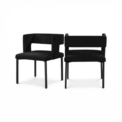 Matte Black Velvet Dining Chairs Set of 2 with Contemporary Style