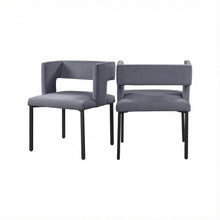 Matte Black Velvet Dining Chairs, Set of 2 with Contemporary Style