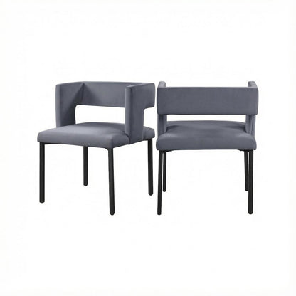 Matte Black Velvet Dining Chairs, Set of 2 with Contemporary Style