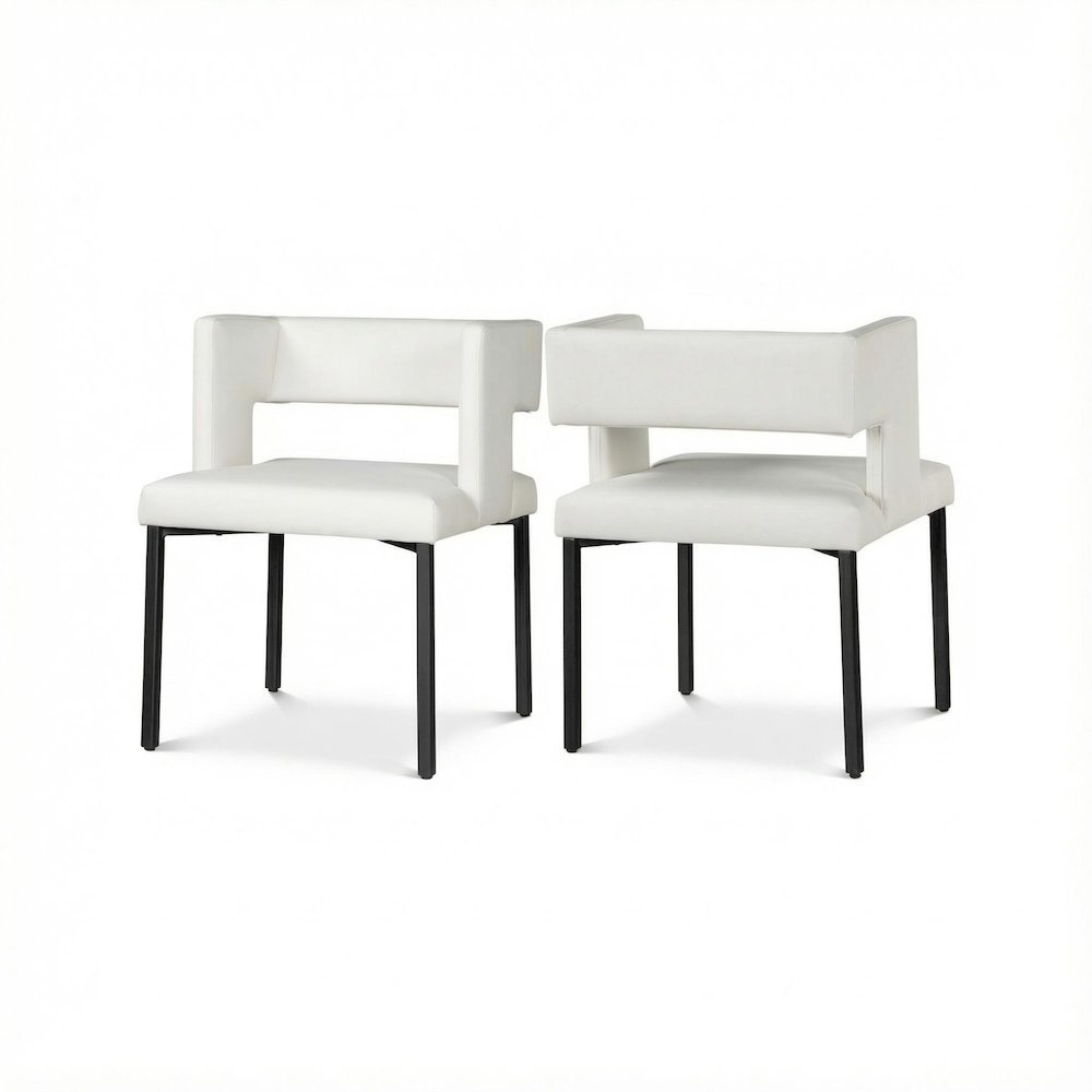 Matte Black Vegan Leather Dining Chairs Set of 2 with Contemporary Design