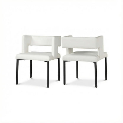 Matte Black Vegan Leather Dining Chairs Set of 2 with Contemporary Design