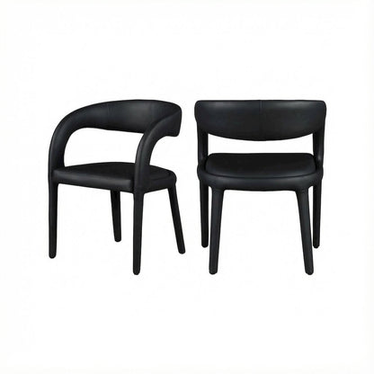 Black Vegan Leather Dining Chair Contemporary Style Comfortable Seat