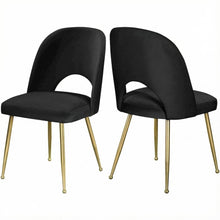 Gold Velvet Dining Chair Set of 2 with Contemporary Design and Cushioned Seat
