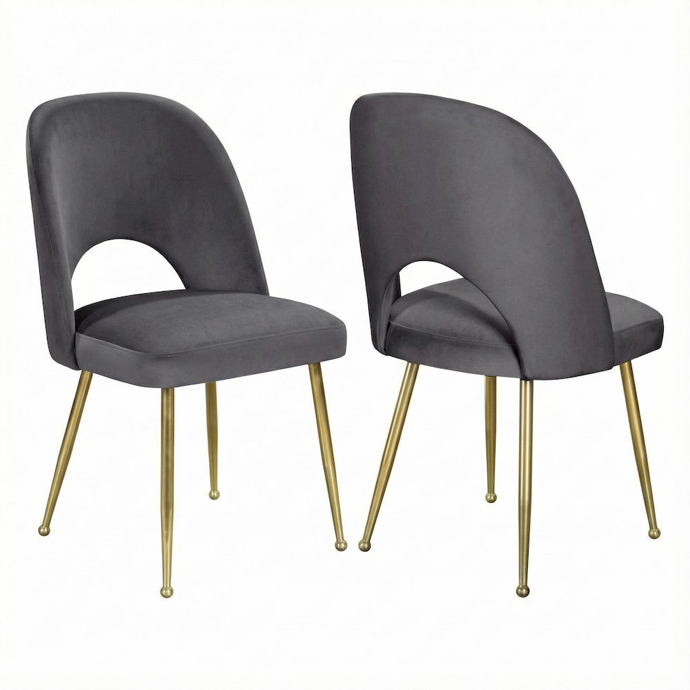 Gold Velvet Dining Chair Set of 2 with Contemporary Design