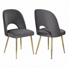 Gold Velvet Dining Chair Set of 2 with Contemporary Design