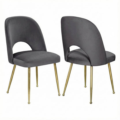 Gold Velvet Dining Chair Set of 2 with Contemporary Design
