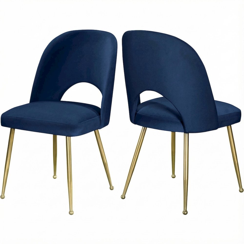 Gold Velvet Dining Chair Set of 2 with Contemporary Design and Cushioned Seat