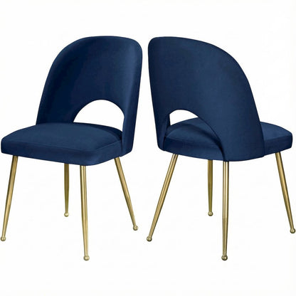 Gold Velvet Dining Chair Set of 2 with Contemporary Design and Cushioned Seat