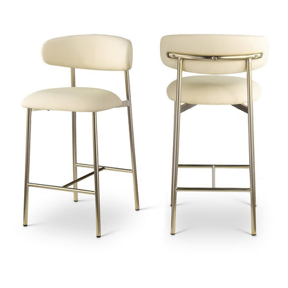 Vegan Leather Counter Stools with Back, Kitchen Island, Cream, Set of 2