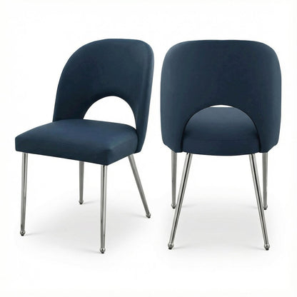 Chrome Vegan Leather Dining Chairs Set of 2 with Contemporary Design