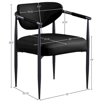 Virella Black Vegan Leather Upholstered Dining Chair, Set of 2