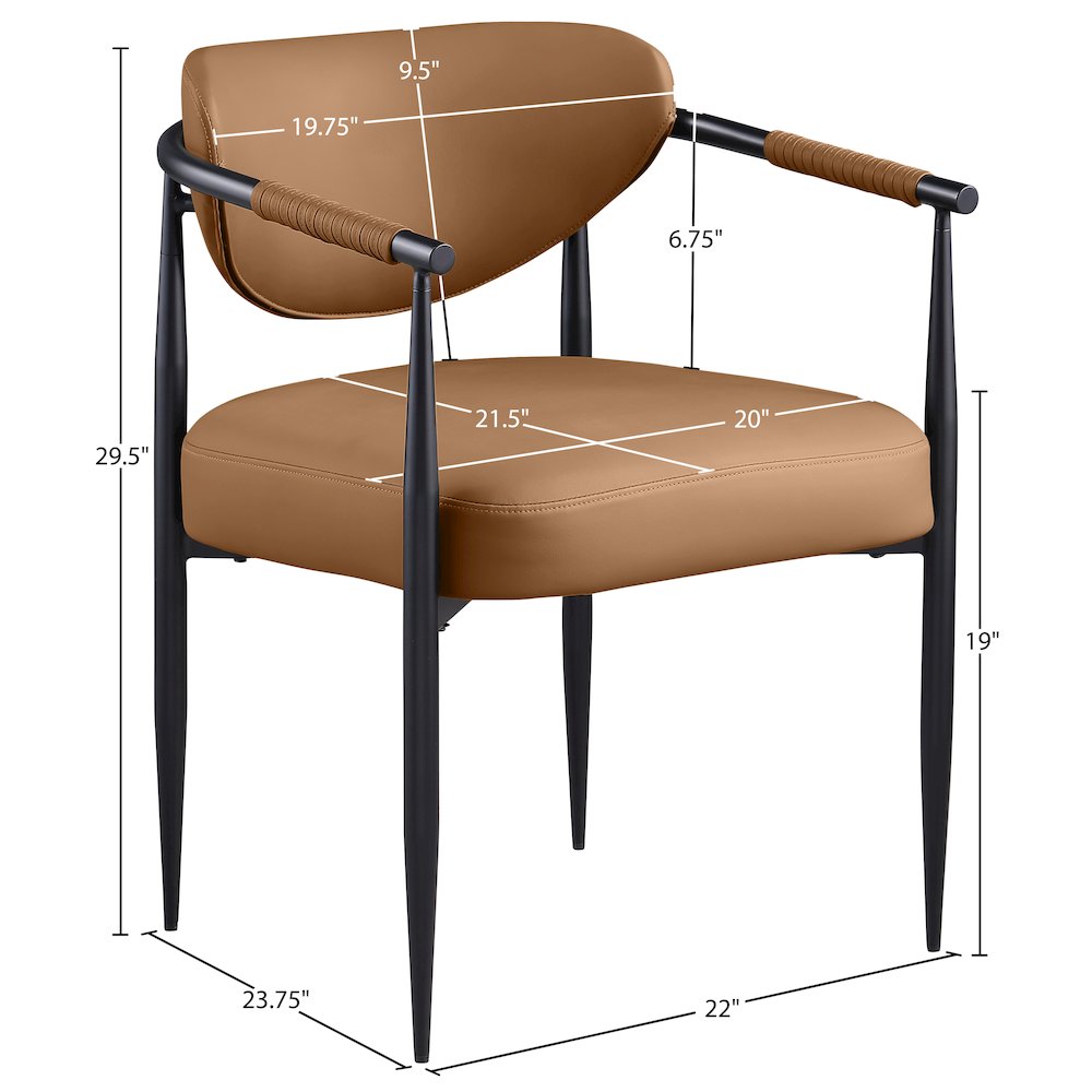 Virella Cognac Vegan Leather Upholstered Dining Chair, Set of 2