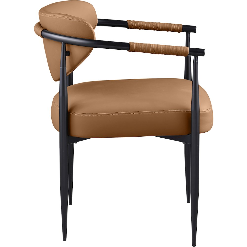 Virella Cognac Vegan Leather Upholstered Dining Chair, Set of 2