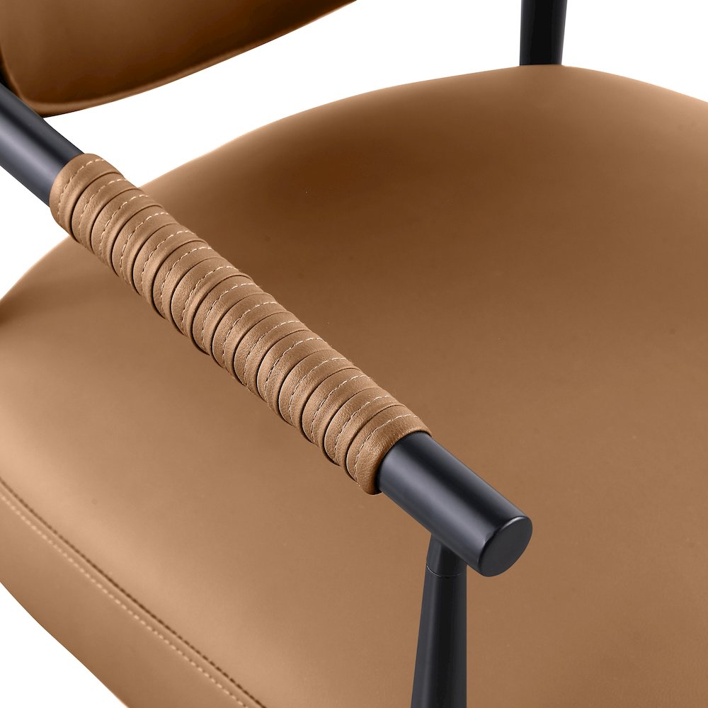 Virella Cognac Vegan Leather Upholstered Dining Chair, Set of 2