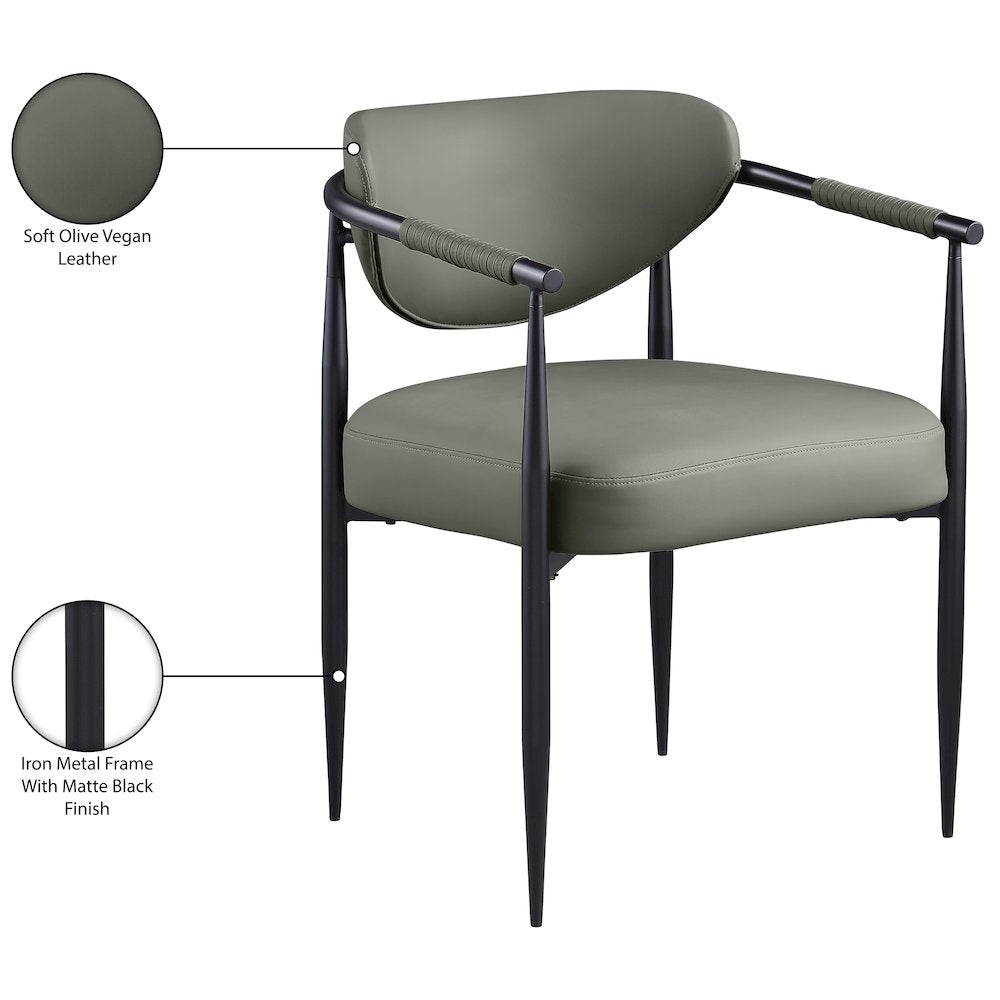 Virella Olive Vegan Leather Upholstered Dining Chair, Set of 2